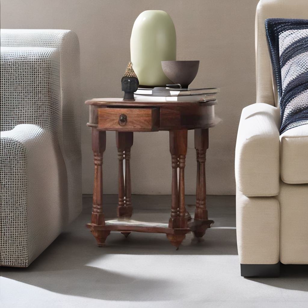 Modern Rajasthani Classy Meadow Solid Sheesham Wood Side Table