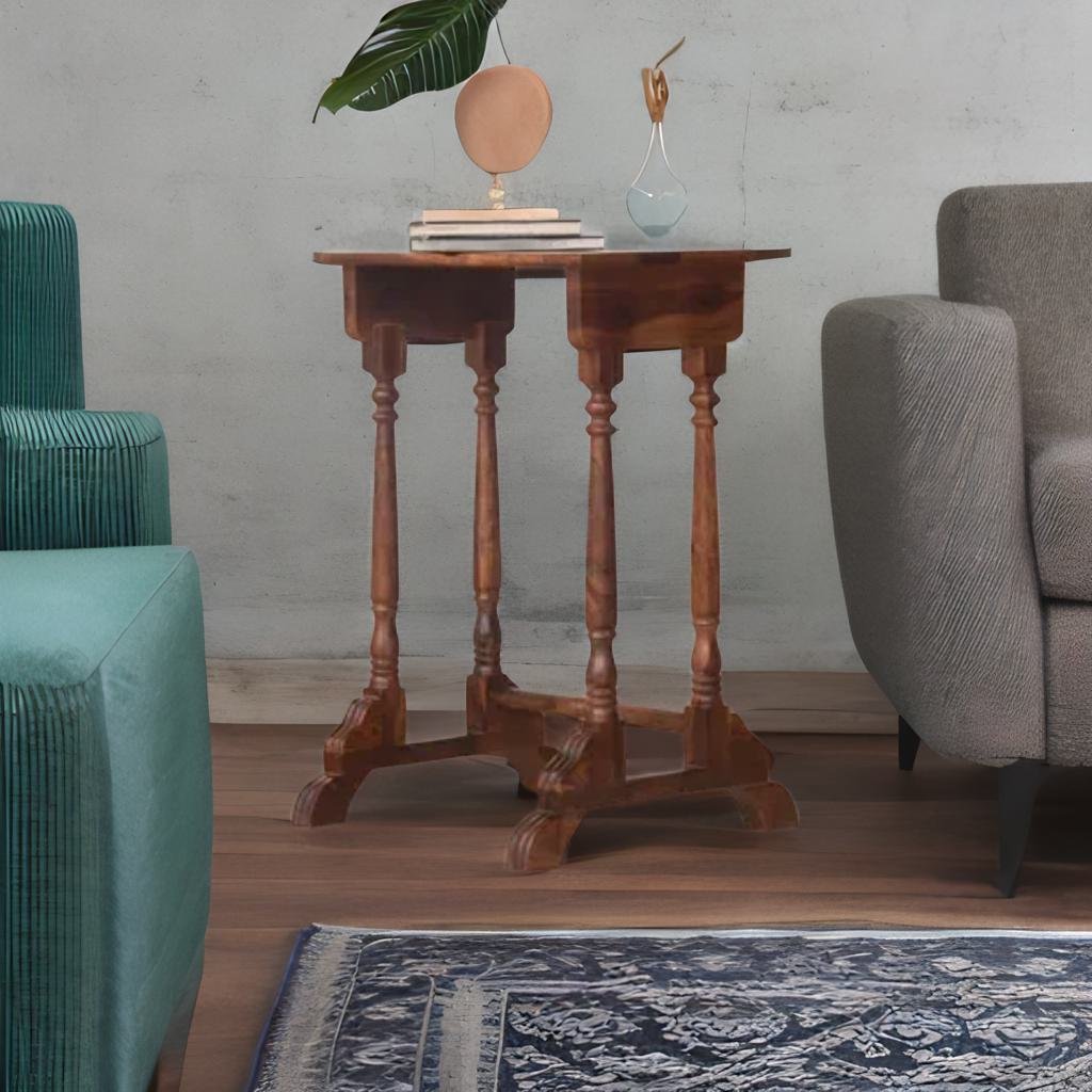 Modern Rajasthani Classy Hollis Solid Sheesham Wood Side Table