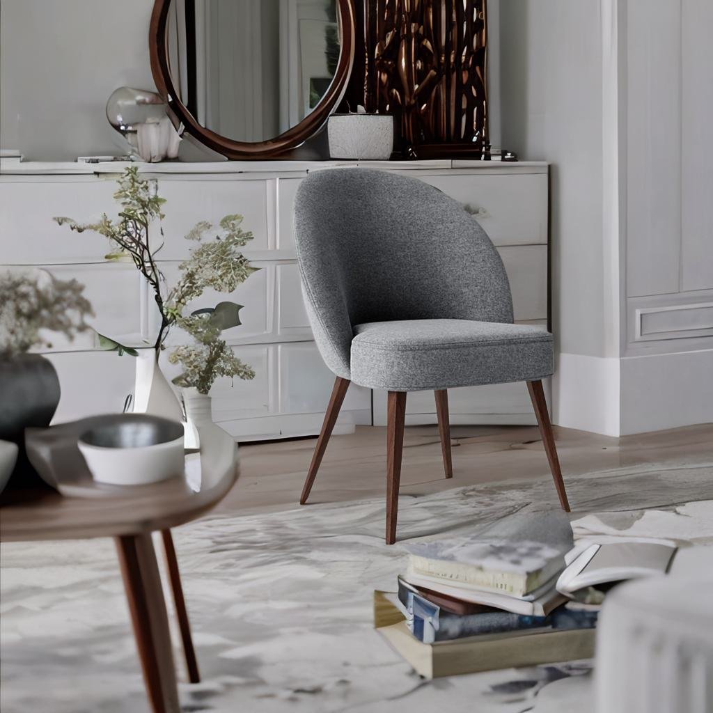 Modern Solid sheesham Wood and Fabric Lounge Chair