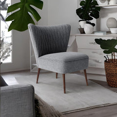 Classic Solid Sheesham Wood and Fabric Accent Chair