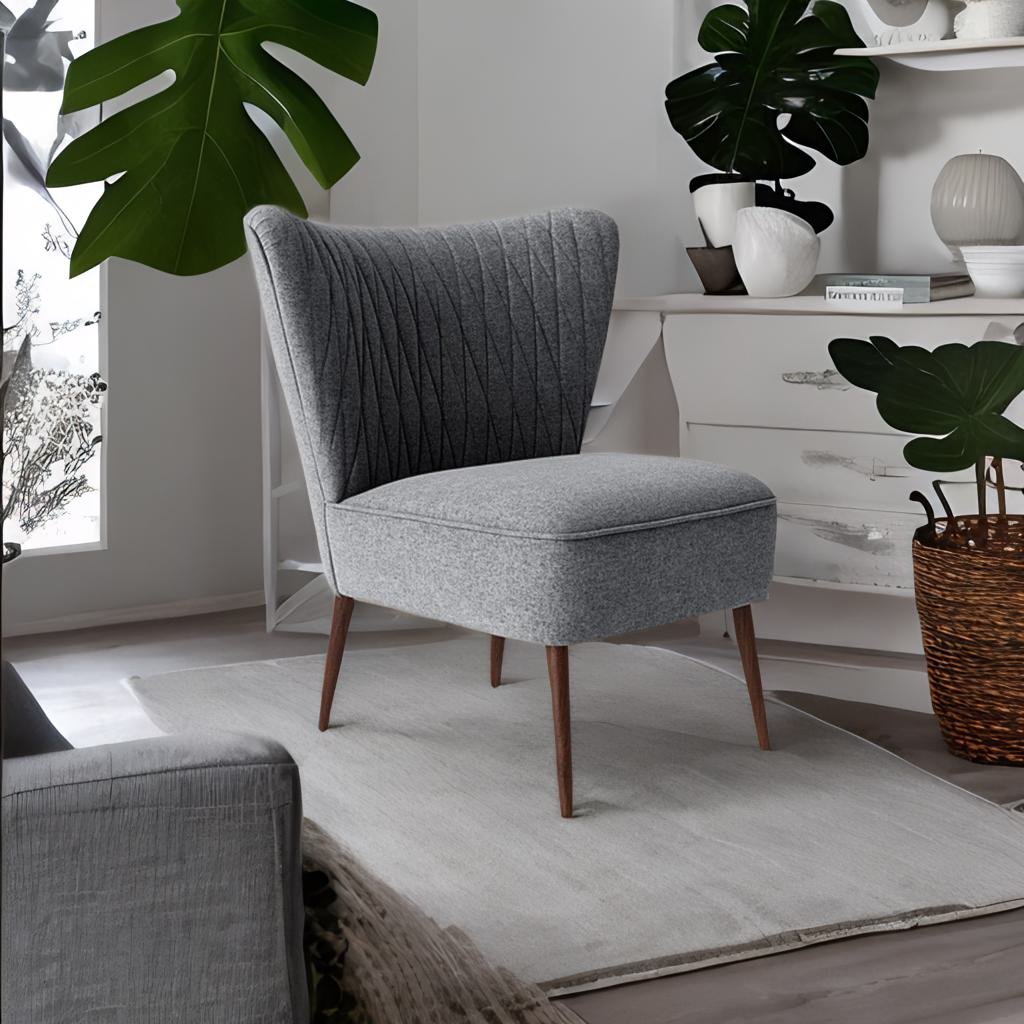 Classic Solid Sheesham Wood and Fabric Accent Chair