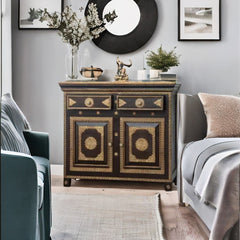 Modern Solid Mango Wood Cabinet With Brass Work