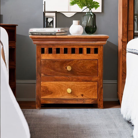 Modern Solid Mango Wooden Nightstand Bedside Table