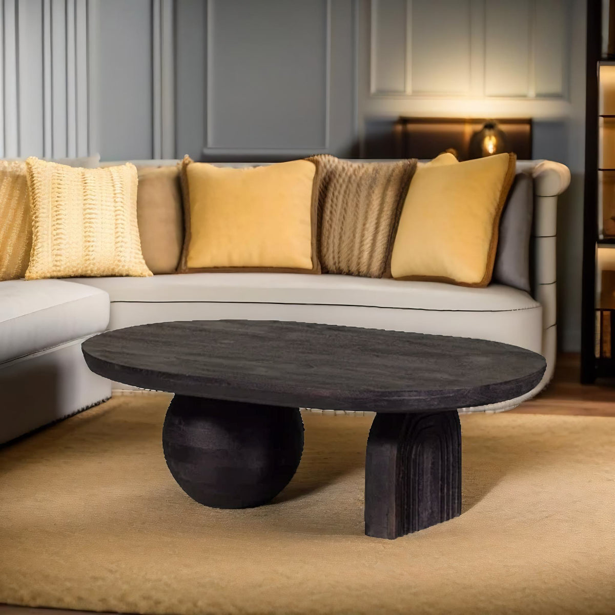 Modern Solid Wood Coffee Table in Black
