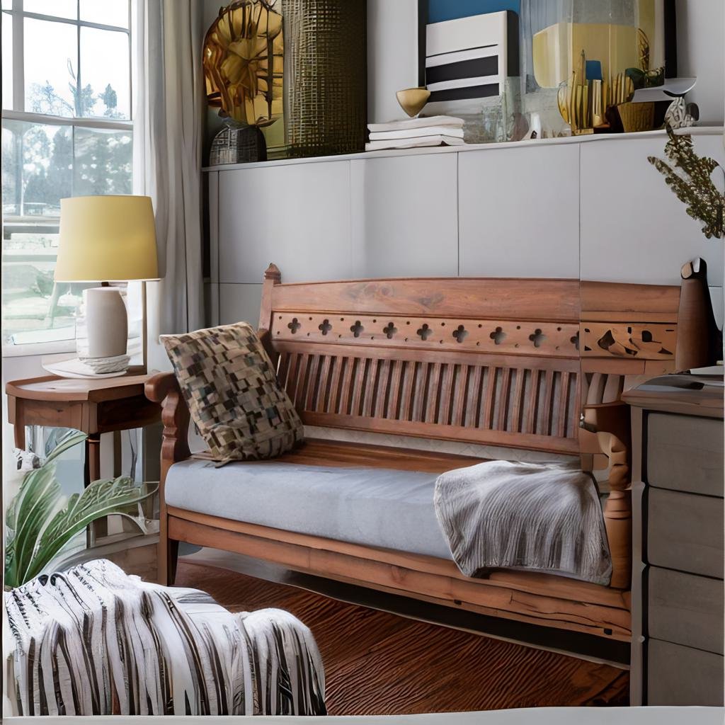 Modern Luna Stylish Solid Sheesham Wood Seating Bench