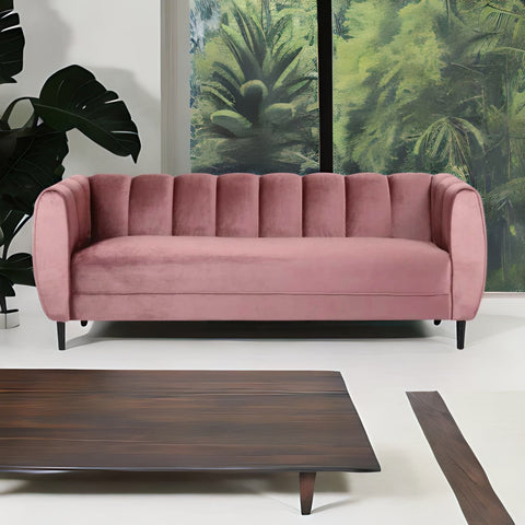 Elizabeth Premium Fabric 4 Seater Sofa ( Pink )