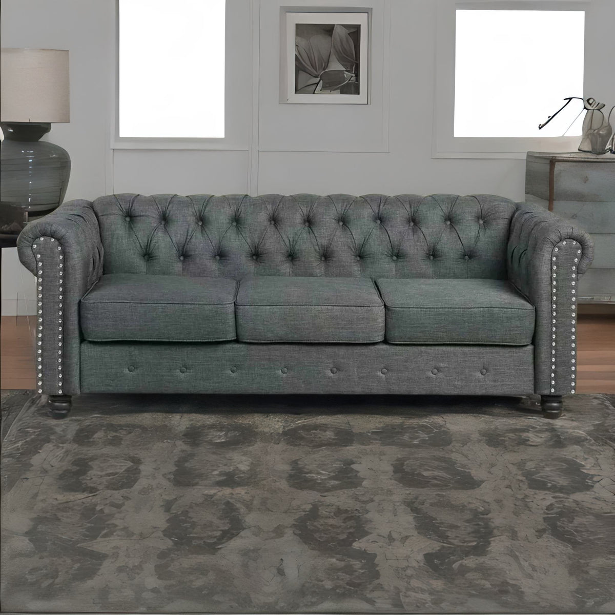 Chesterfield Classy Three Seater Sofa Dark Grey