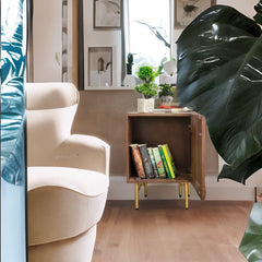 Modern El Monte Solid Mango Wood Bedside Table