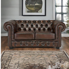 Sofia Tufted Two Seater Leather Sofa