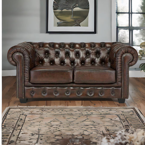 Sofia Tufted Two Seater Leather Sofa