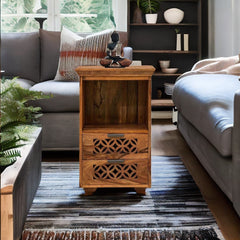 Classic Solid Sheesham Wood Drawer Bedside Table