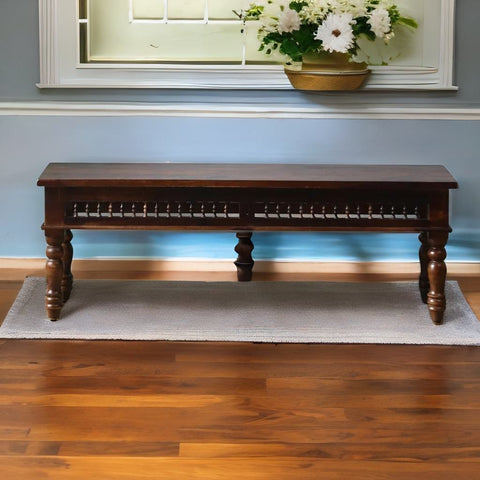 Classic  Sheesham Wood Bench In Brown Finish