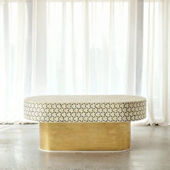 Amber Bone Inlay Oval Coffee Table