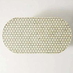 Amber Bone Inlay Oval Coffee Table