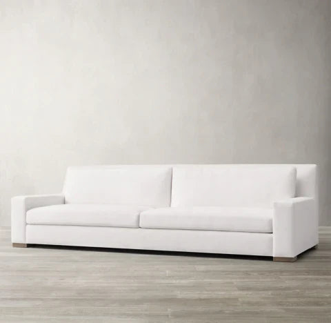 Modern 3 Seater Fabric Sofa - White Finish