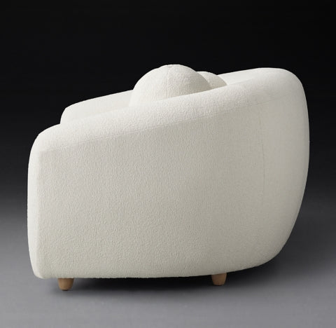 Milano White Modern Curve Boucle Fabric Sofa - 3 Seater