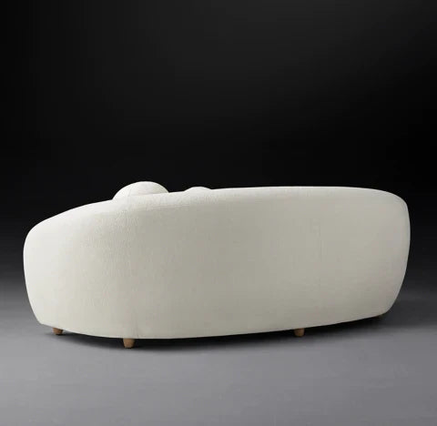 Milano White Modern Curve Boucle Fabric Sofa - 3 Seater