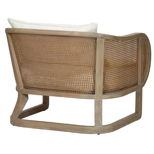 Traditional Solid Wood Rattan Upholstered Lounge Chair - Natural Finish
