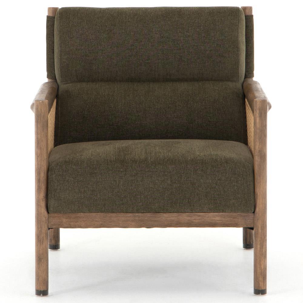 Classic Rattan Solid Wood  Arm Chair - Green Finish