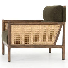 Classic Rattan Solid Wood  Arm Chair - Green Finish