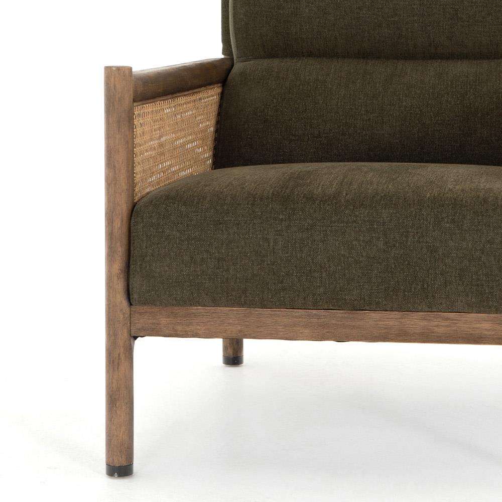 Classic Rattan Solid Wood  Arm Chair - Green Finish
