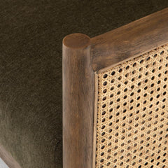 Classic Rattan Solid Wood  Arm Chair - Green Finish