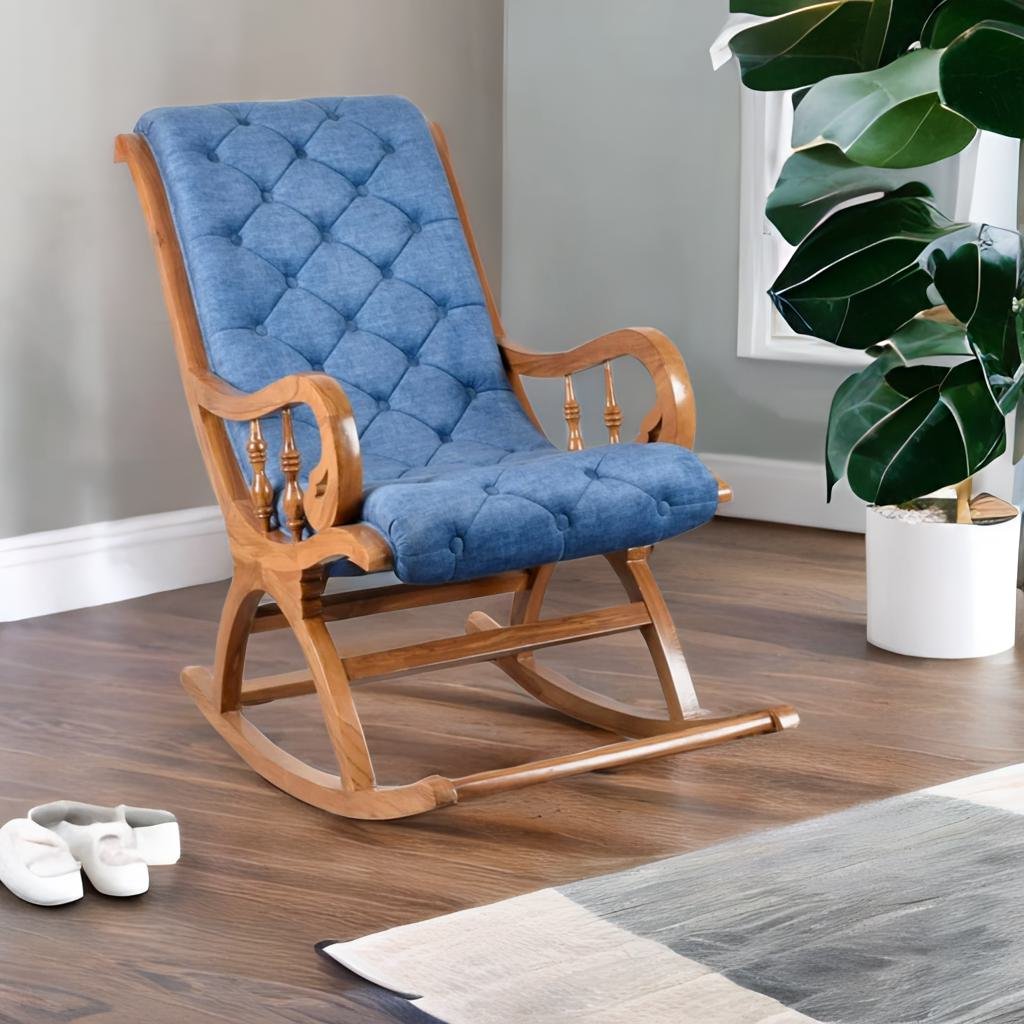 Modern  Solid Wood Rocking Chair in Teak Colour