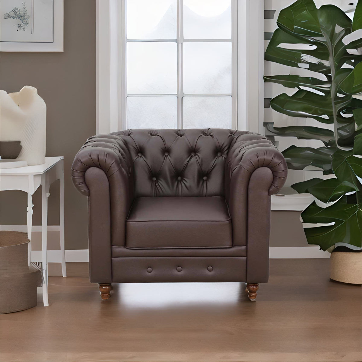 Chesterfield Leatherette One Seater Couch