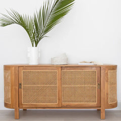 Berlin Teakwood Rattan Sideboard