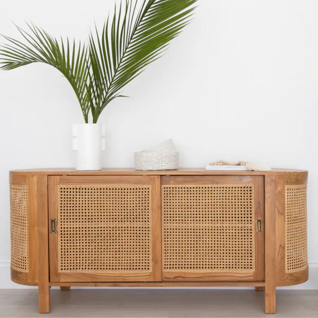 Berlin Teakwood Rattan Sideboard