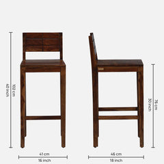 Sheesham Wood Bar Stools with Backs Provincial Teak Finish