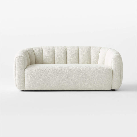 Milano Modern White Boucle Fabric Sofa - 2 Seater