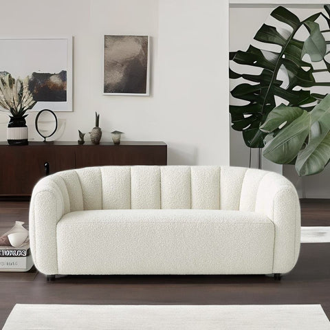 Milano Modern White Boucle Fabric Sofa - 2 Seater