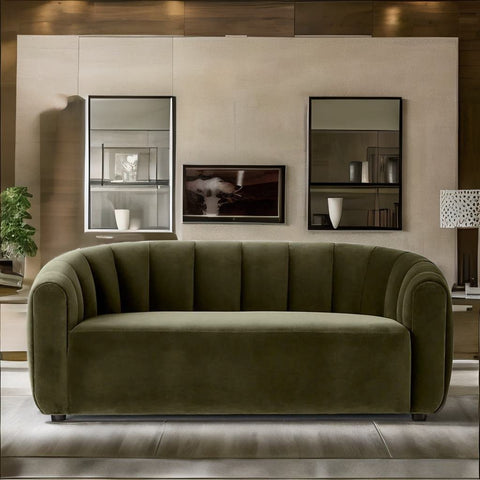 Modern Green Velvet 2 Seater Sofa