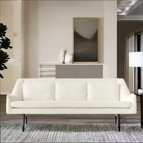 Milano Modern White Boucle Fabric Sofa - 3 Seater