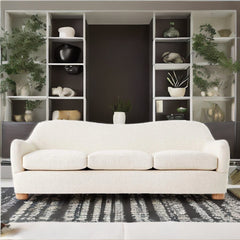 Modern Teddy Cream Fabric Sofa - 3 Seater