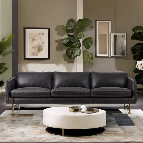 Modern Black Leatherette Sofa