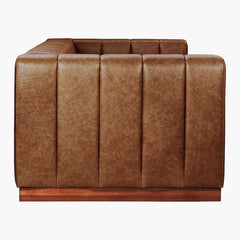 Modern Channeled Saddle Leatherette Sofa