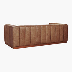 Modern Channeled Saddle Leatherette Sofa