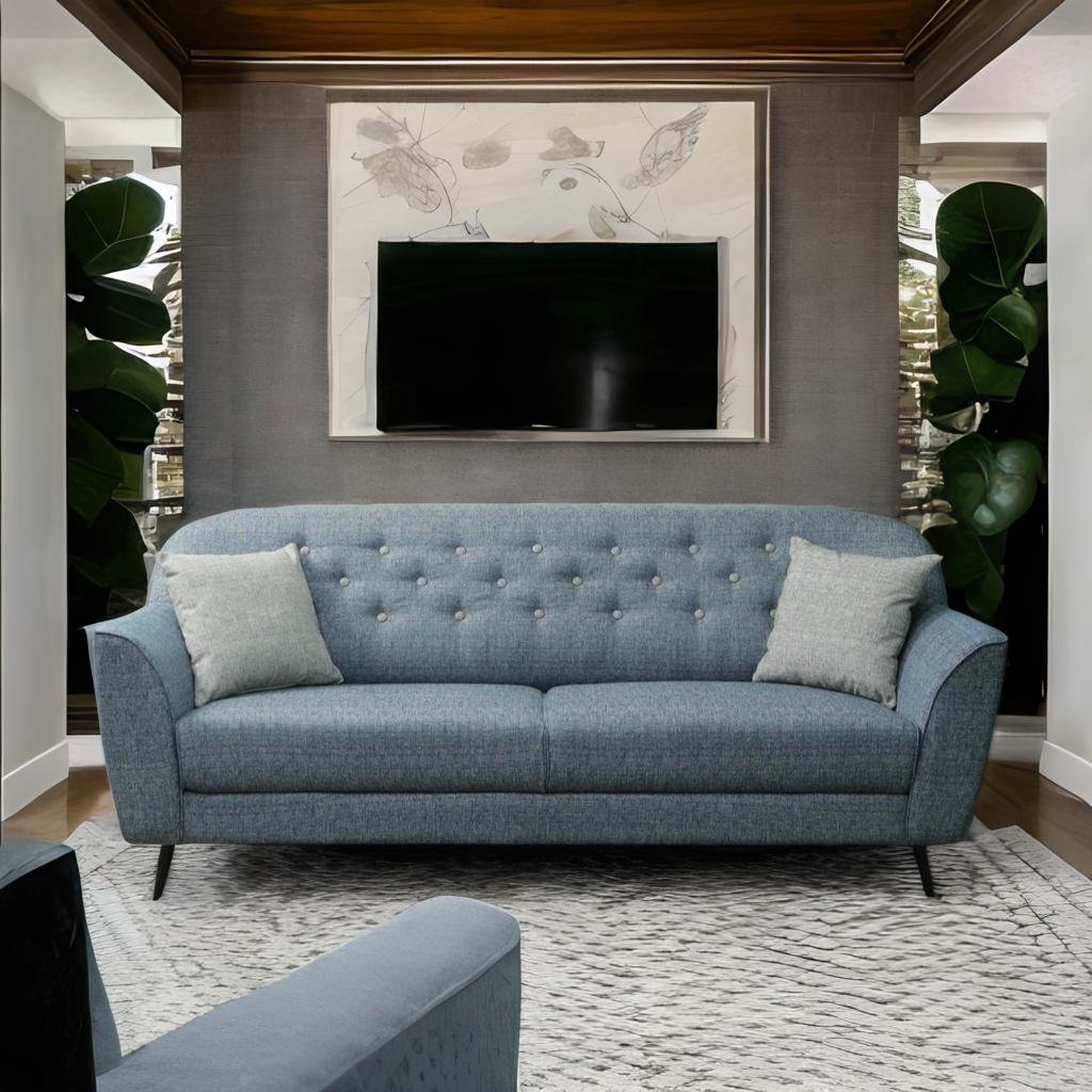 Modern Fabric 3 Seater Sofa In Blue Colour