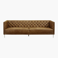 Modern Tufted Brown Leatherette  Sofa