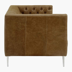 Modern Tufted Brown Leatherette  Sofa