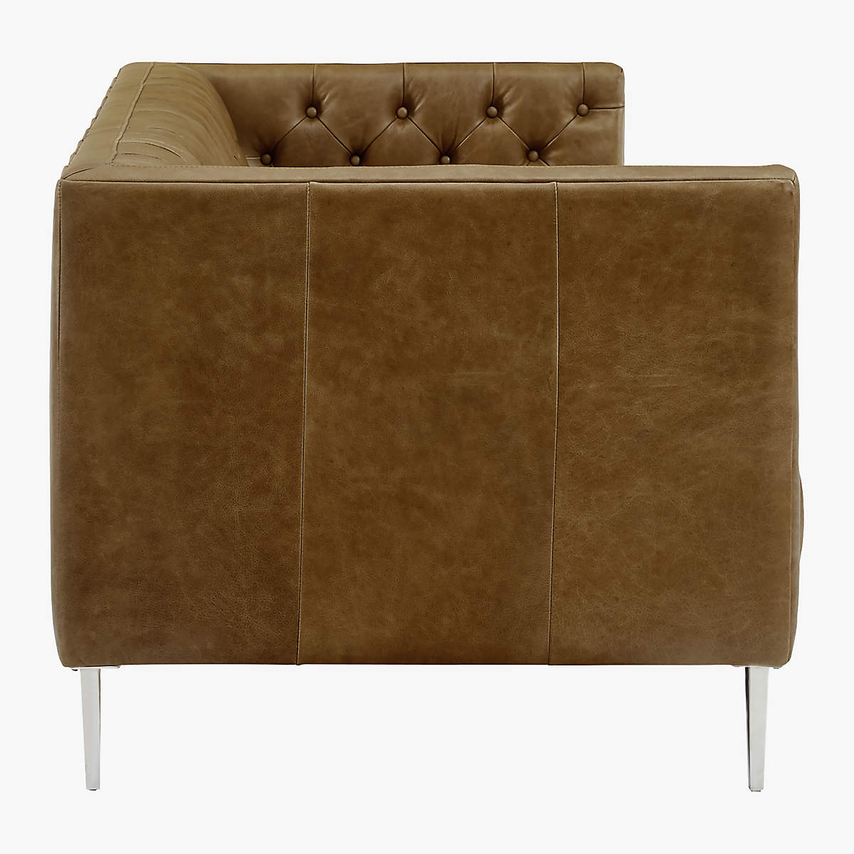 Modern Tufted Brown Leatherette  Sofa