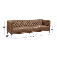 Modern Tufted Brown Leatherette  Sofa