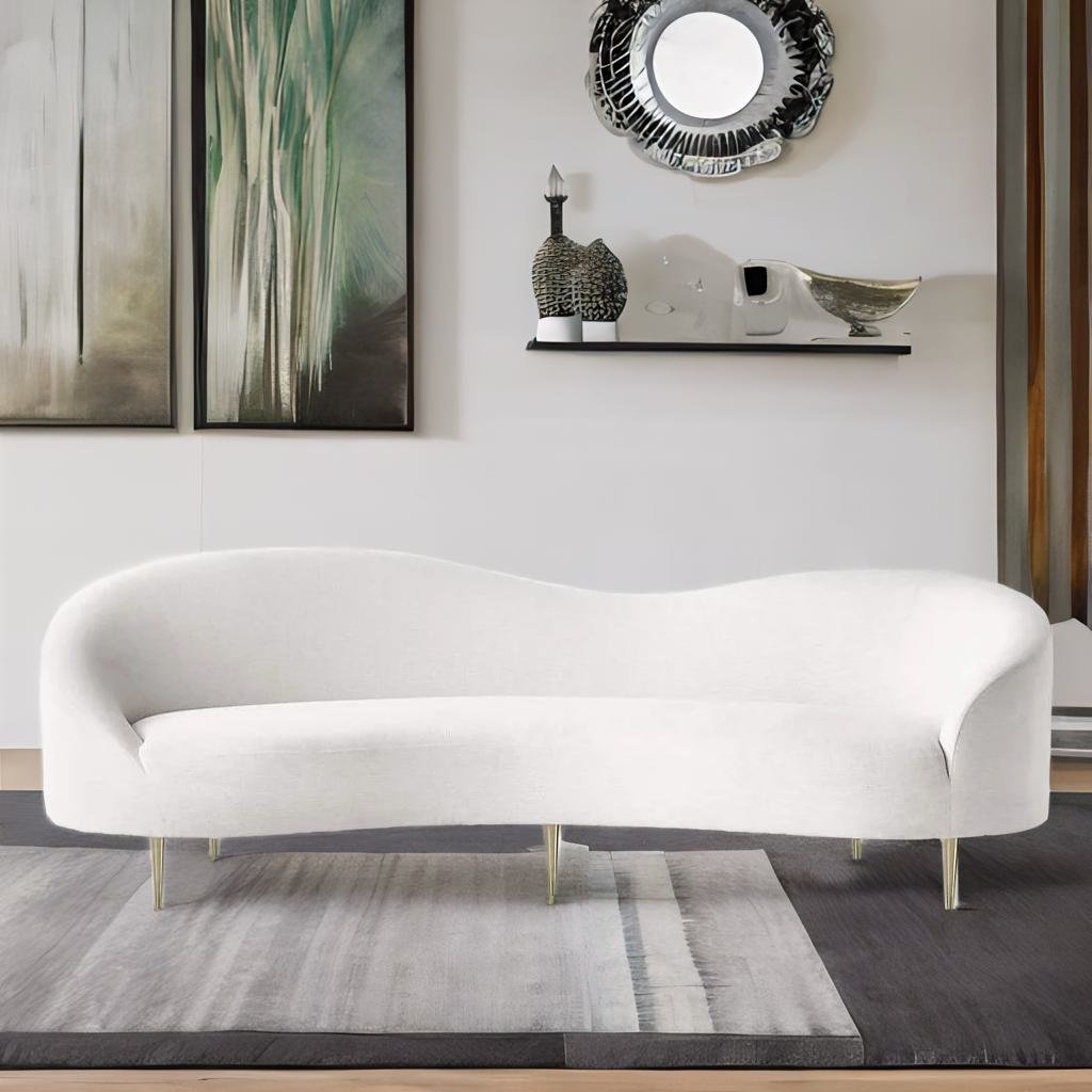 Modern White Performance Fabric Sofa