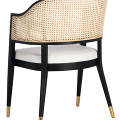 Classic Rattan Solid Wood Arm Chair - Black Finish