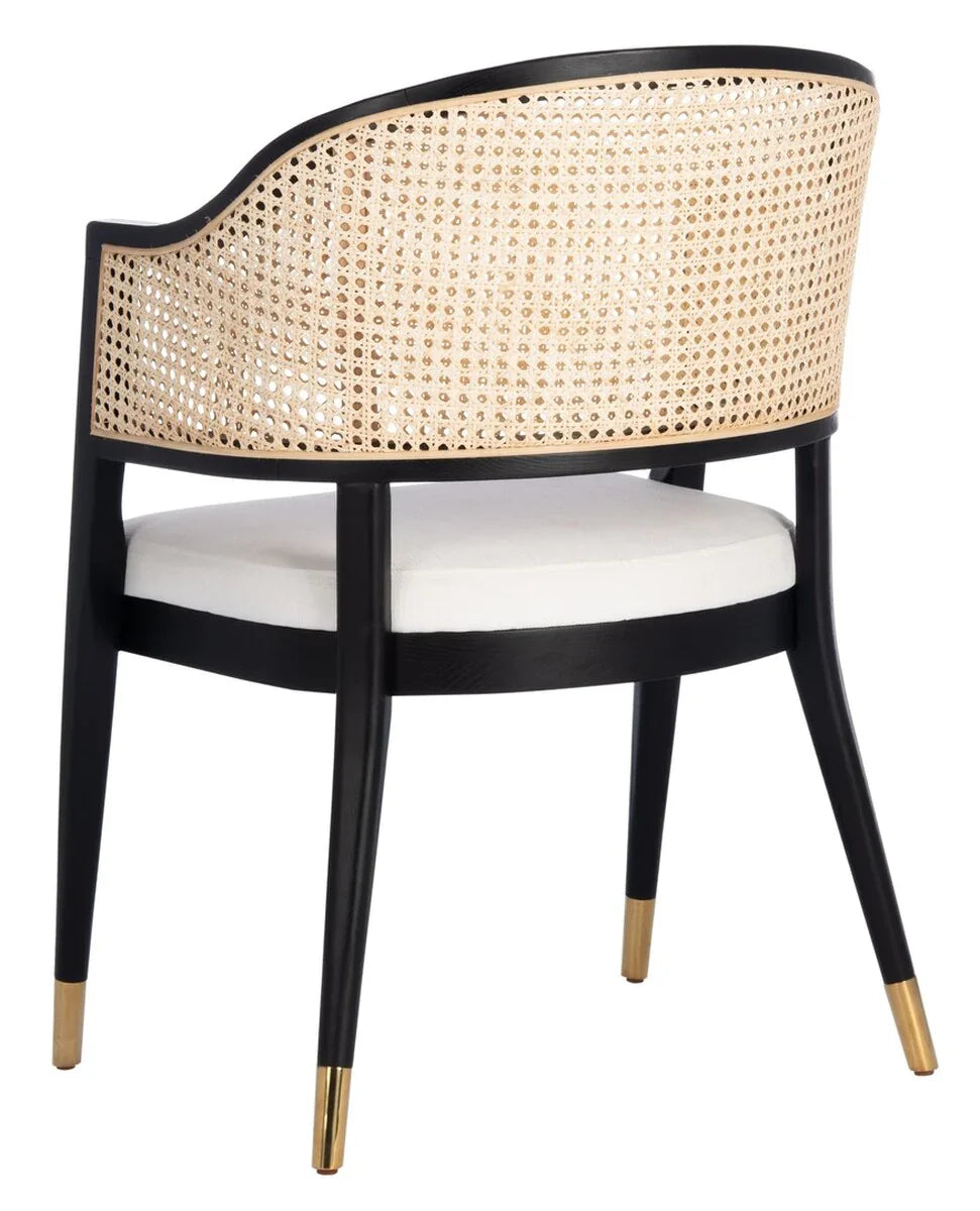 Classic Rattan Solid Wood Arm Chair - Black Finish