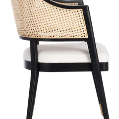 Classic Rattan Solid Wood Arm Chair - Black Finish