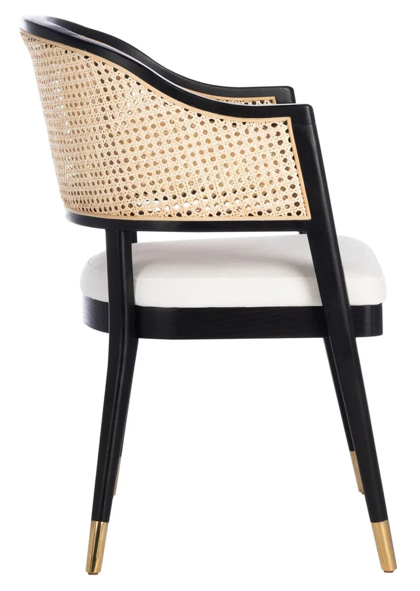 Classic Rattan Solid Wood Arm Chair - Black Finish