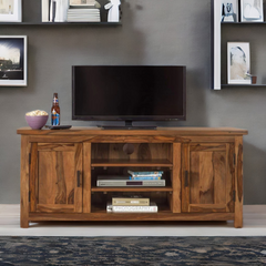 Wooden Tv Unit 3 Open Dash and 2 Door Shelves